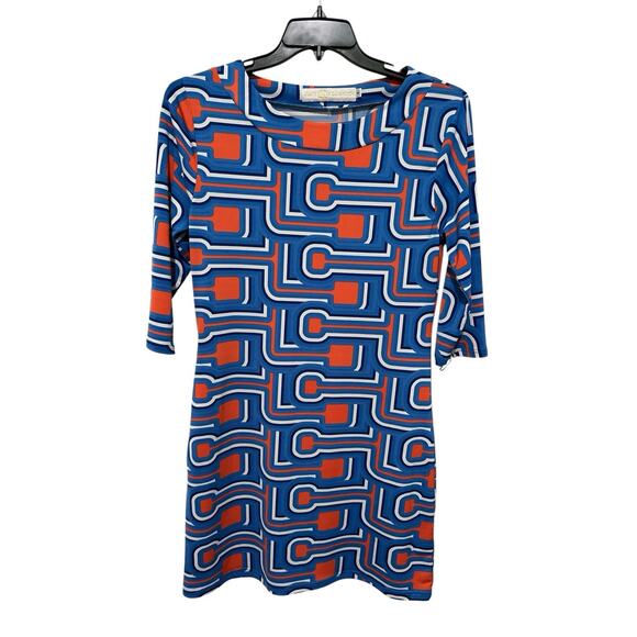 Tracy Negoshian Women M Shift Dress Artsy Retro Resort Cocktail Preppy - Picture 8 of 9